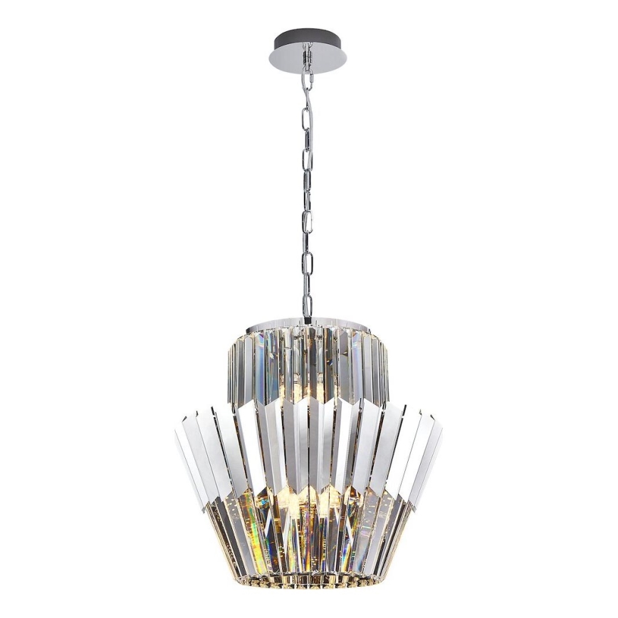 Luster na reťazi DONNA 9xE14/40W/230V pr. 45 cm matný chróm