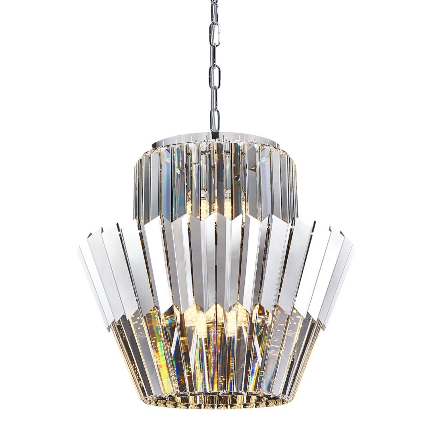 Luster na reťazi DONNA 9xE14/40W/230V pr. 45 cm matný chróm