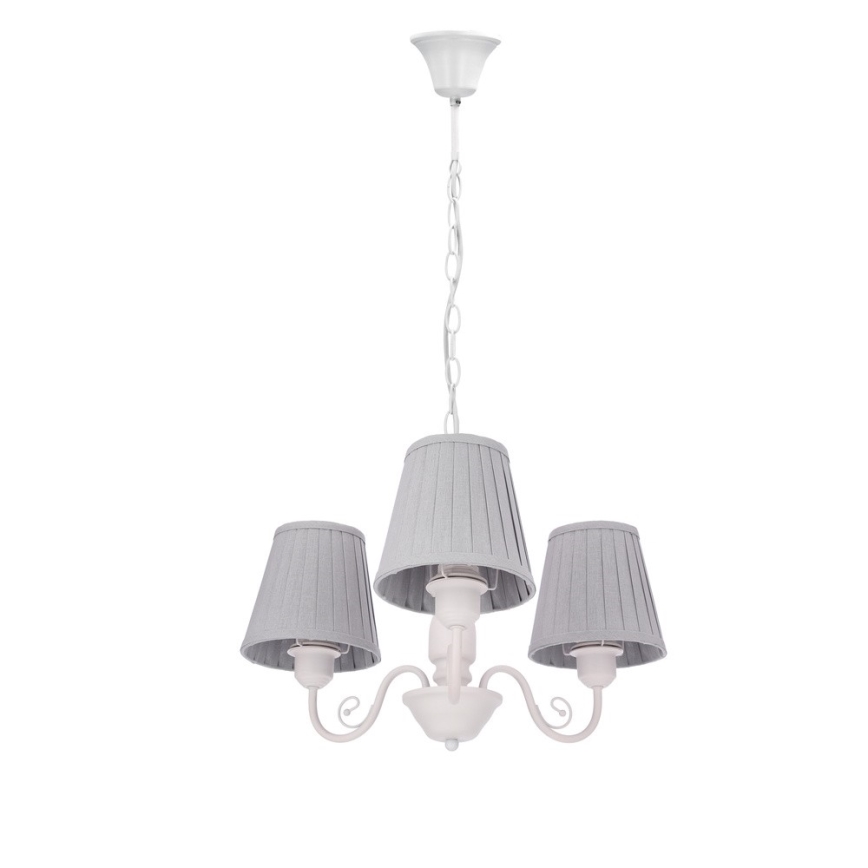Luster na reťazi FIREZ 3xE27/40W/230V biela/šedá