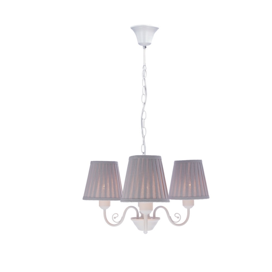 Luster na reťazi FIREZ 3xE27/40W/230V biela/šedá