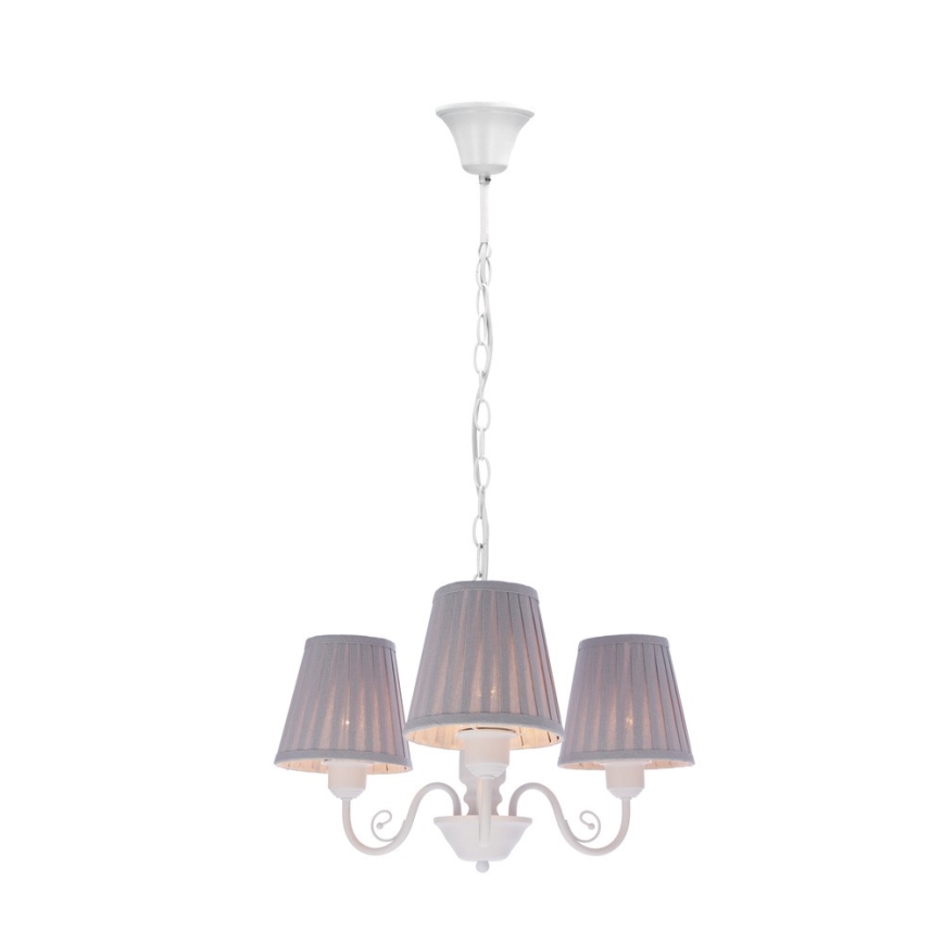 Luster na reťazi FIREZ 3xE27/40W/230V biela/šedá