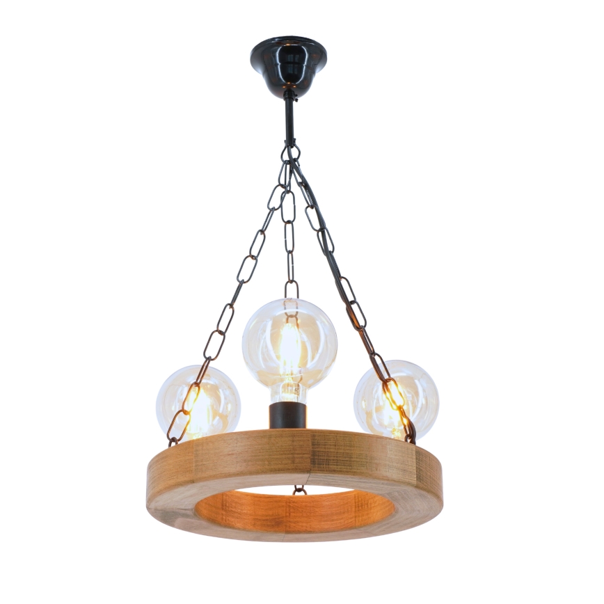 Luster na reťazi IOS 3xE27/60W/230V pr. 30 cm buk