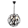 Luster na reťazi IRONBALL 3xE27/40W/230V čierny