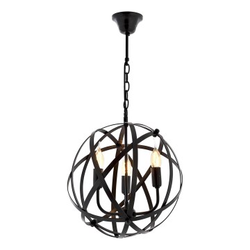 Luster na reťazi IRONBALL 3xE27/40W/230V čierny