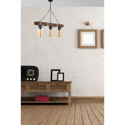 Luster na reťazi JASMIN 3xE27/40W/230V hnedá/béžová