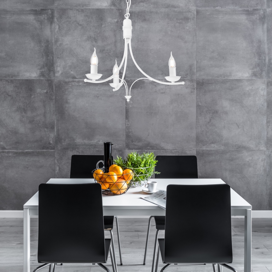 Luster na reťazi LUCY 3xE14/60W/230V biela