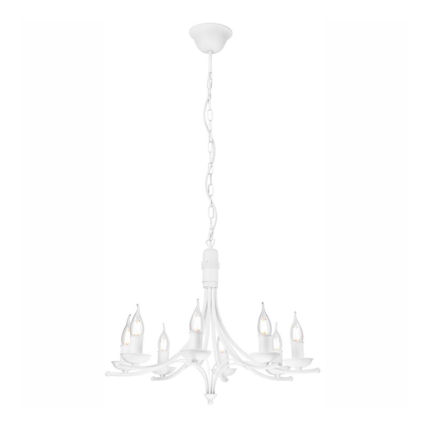 Luster na reťazi LUCY 8xE14/60W/230V biela