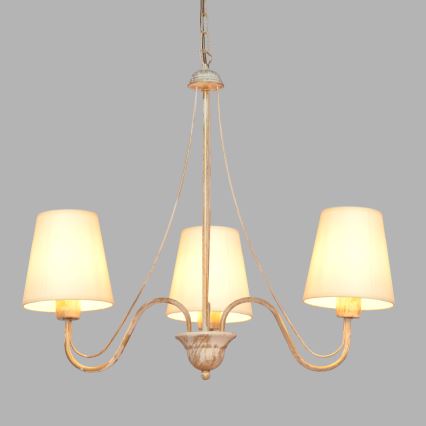 Luster na reťazi MALBO 3xE27/15W/230V béžová