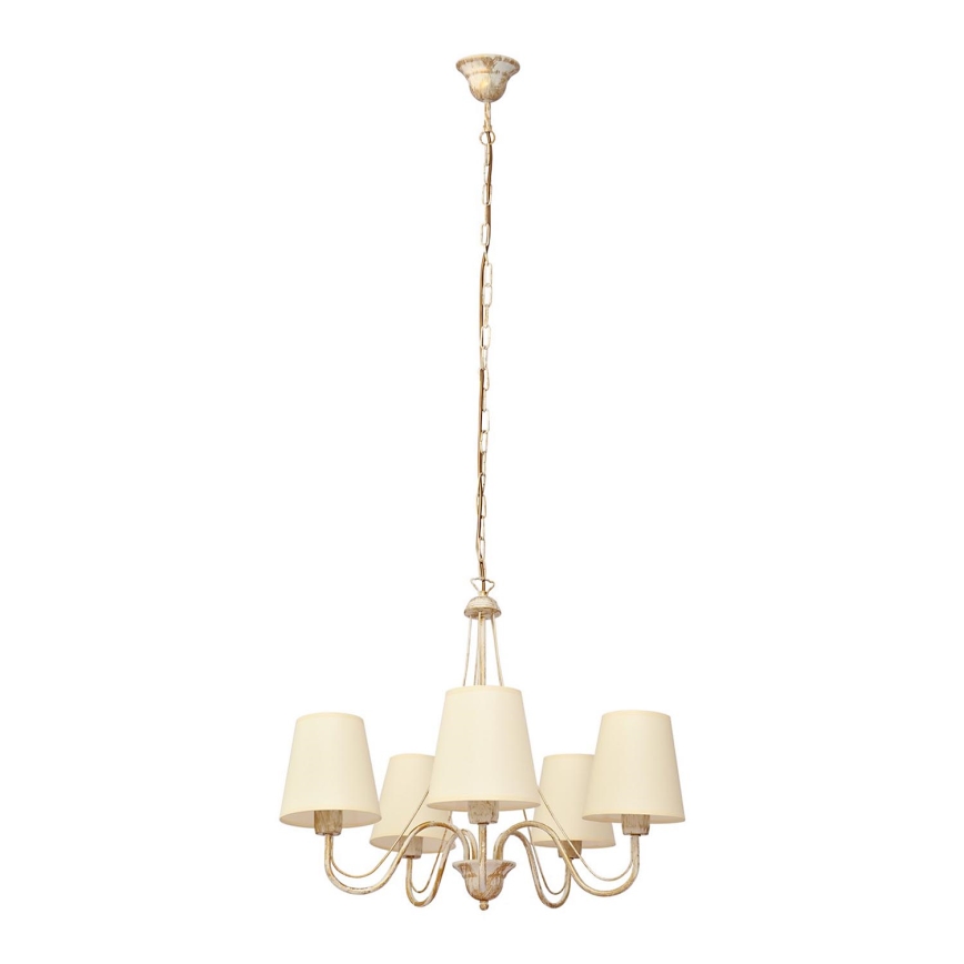 Luster na reťazi MALBO 5xE27/15W/230V béžová
