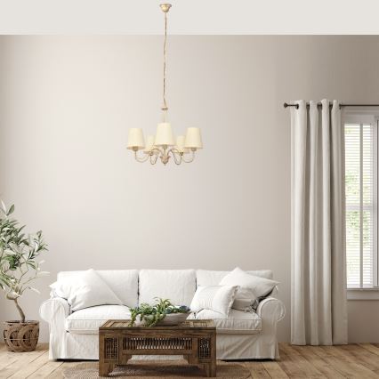 Luster na reťazi MALBO 5xE27/15W/230V béžová