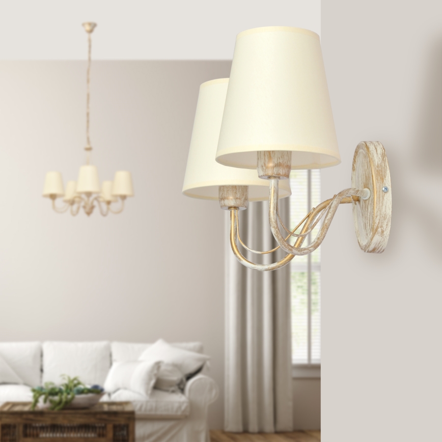 Luster na reťazi MALBO 5xE27/15W/230V béžová