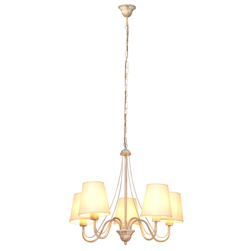 Luster na reťazi MALBO 5xE27/15W/230V béžová