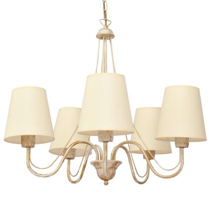 Luster na reťazi MALBO 5xE27/15W/230V béžová