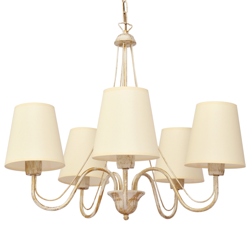 Luster na reťazi MALBO 5xE27/15W/230V béžová
