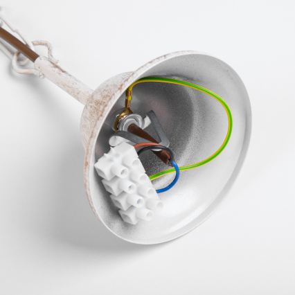 Luster na reťazi MALBO 8xE14/10W/230V biela/zlatá/patina