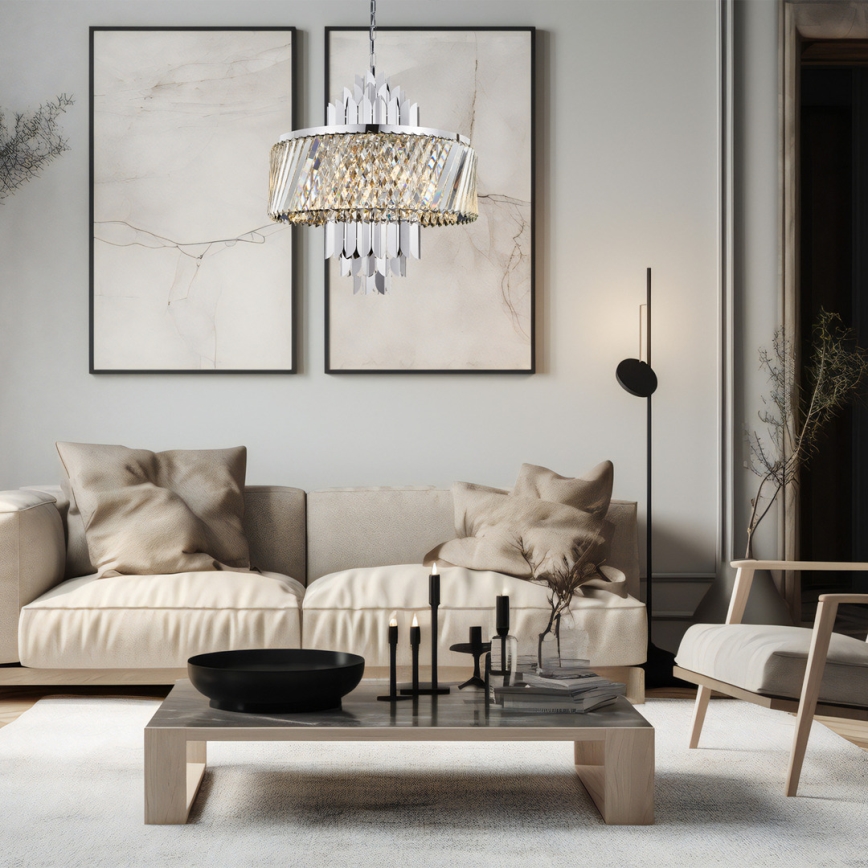 Luster na reťazi MARGOT 9xE14/40W/230V matný chróm