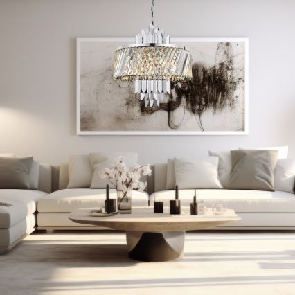 Luster na reťazi MARGOT 9xE14/40W/230V matný chróm