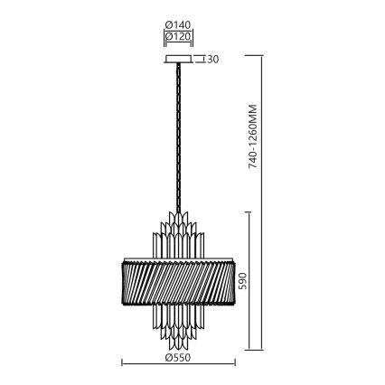Luster na reťazi MARGOT 9xE14/40W/230V pr. 55 cm zlatá
