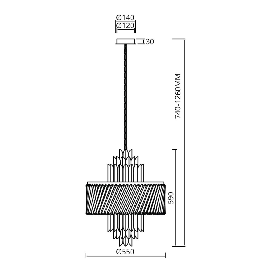 Luster na reťazi MARGOT 9xE14/40W/230V pr. 55 cm zlatá