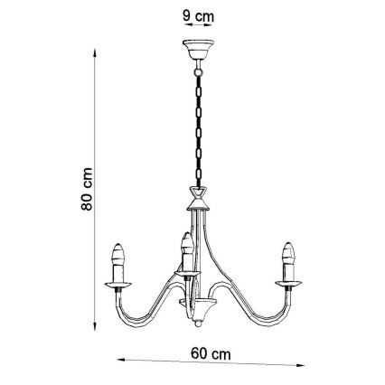 Luster na reťazi MINERWA 3 3xE14/40W/230V čierna