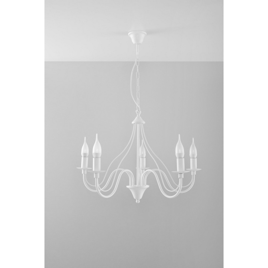 Luster na reťazi MINERWA 5 5xE14/40W/230V biela