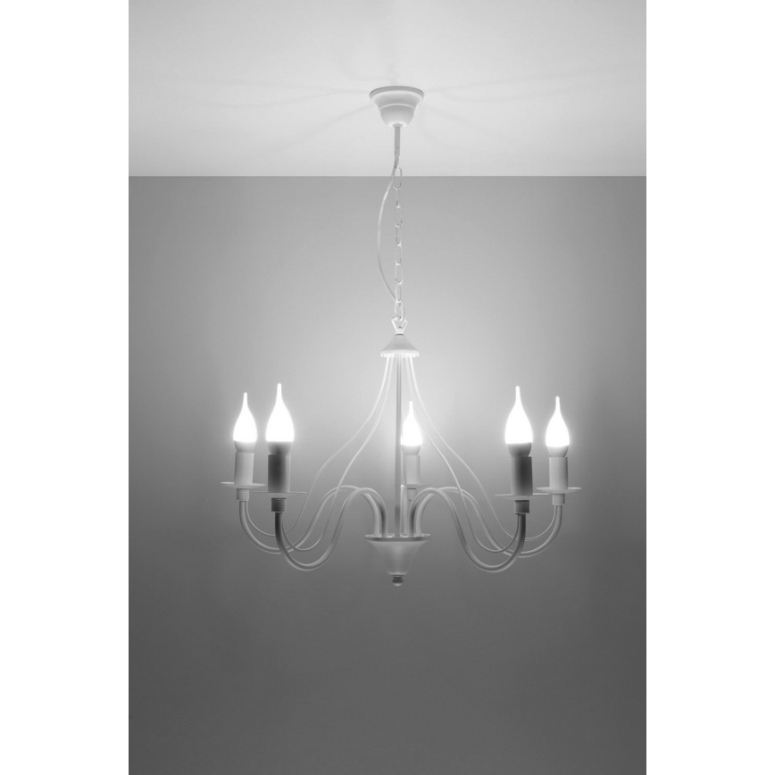 Luster na reťazi MINERWA 5 5xE14/40W/230V biela