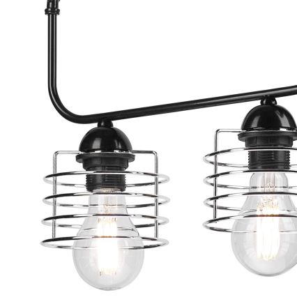 Luster na reťazi MORGAN 3xE27/60W/230V čierna/chróm