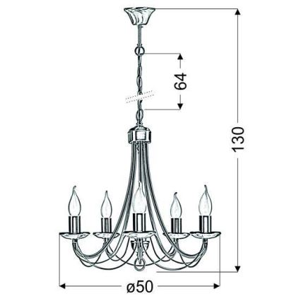 Luster na reťazi MUZA 5xE14/40W/230V