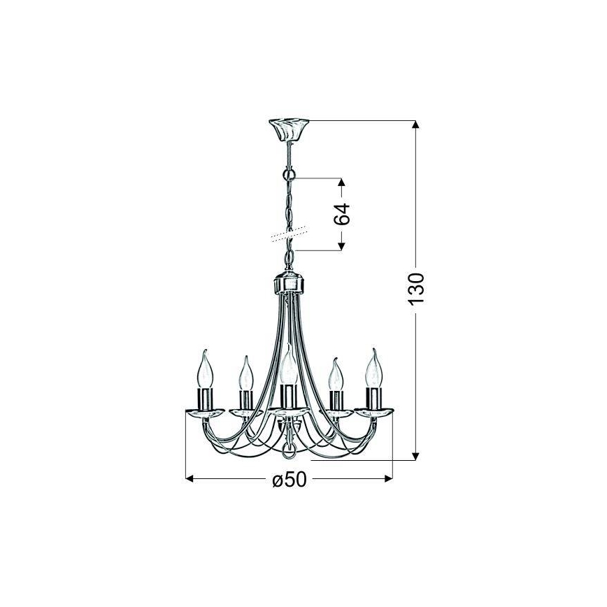 Luster na reťazi MUZA 5xE14/40W/230V