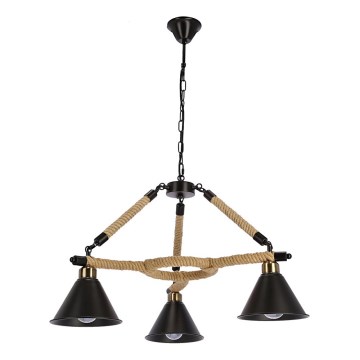 Luster na reťazi NEGRU 3xE27/40W/230V čierna/hnedá