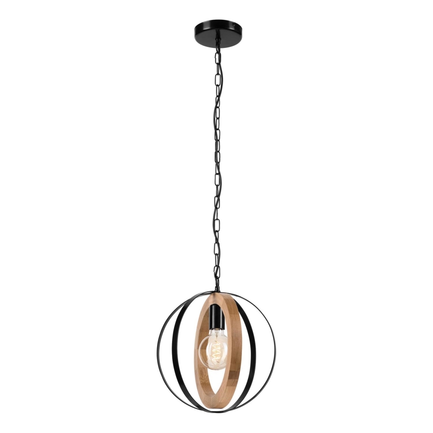 Luster na reťazi ONDA 1xE27/15W/230V čierna/dub