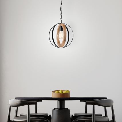 Luster na reťazi ONDA 1xE27/15W/230V čierna/dub