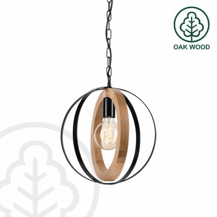 Luster na reťazi ONDA 1xE27/15W/230V čierna/dub