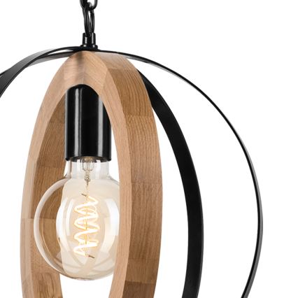 Luster na reťazi ONDA 1xE27/15W/230V čierna/dub