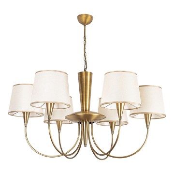 Luster na reťazi PARDO 6xE27/40W/230V zlatý/krémový