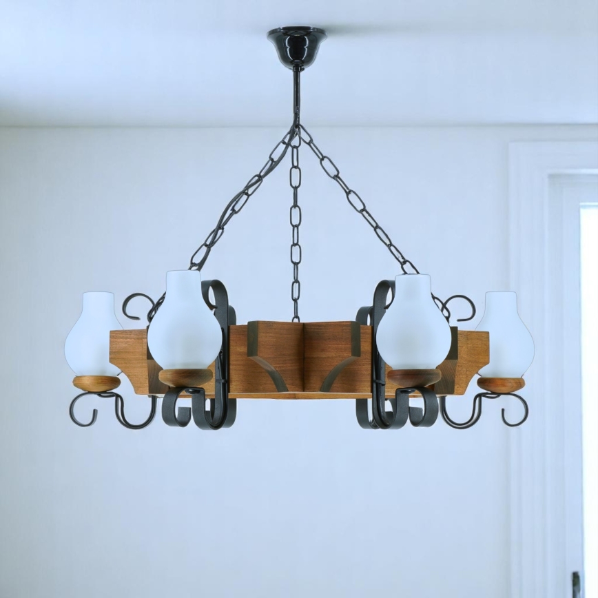 Luster na reťazi QUEEN 6xE14/40W/230V buk - FSC certifikované