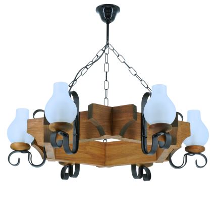 Luster na reťazi QUEEN 6xE14/40W/230V buk - FSC certifikované