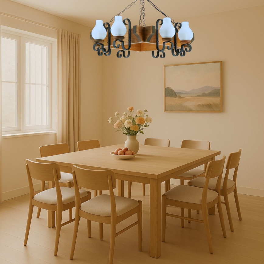 Luster na reťazi QUEEN 8xE14/40W/230V buk - FSC certifikované