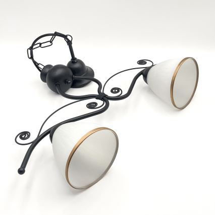 Luster na reťazi RETRO 2xE27/60W/230V čierna