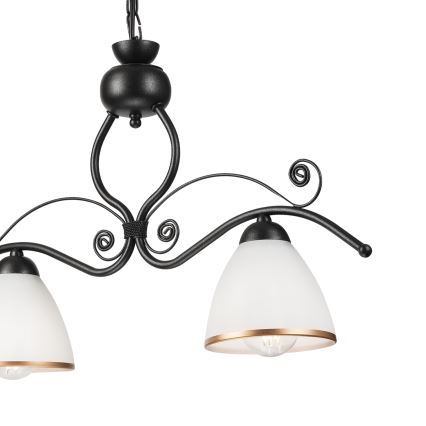 Luster na reťazi RETRO 2xE27/60W/230V čierna