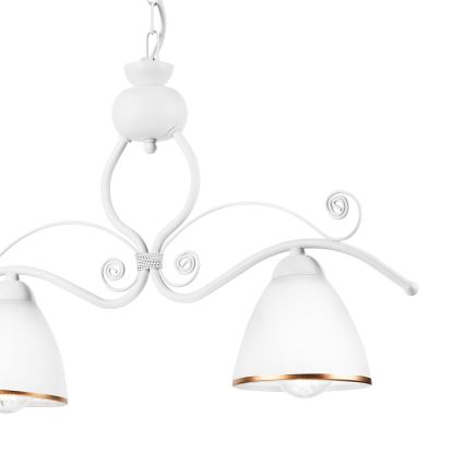 Luster na reťazi RETRO 2xE27/60W/230V matná biela