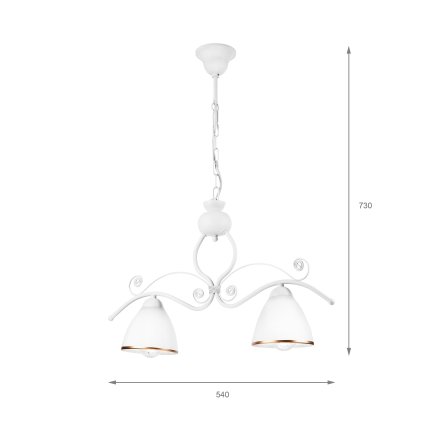 Luster na reťazi RETRO 2xE27/60W/230V matná biela