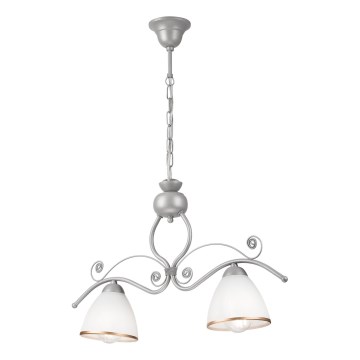 Luster na reťazi RETRO 2xE27/60W/230V strieborná
