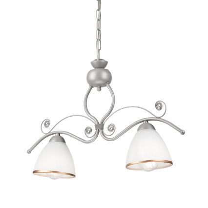 Luster na reťazi RETRO 2xE27/60W/230V strieborná