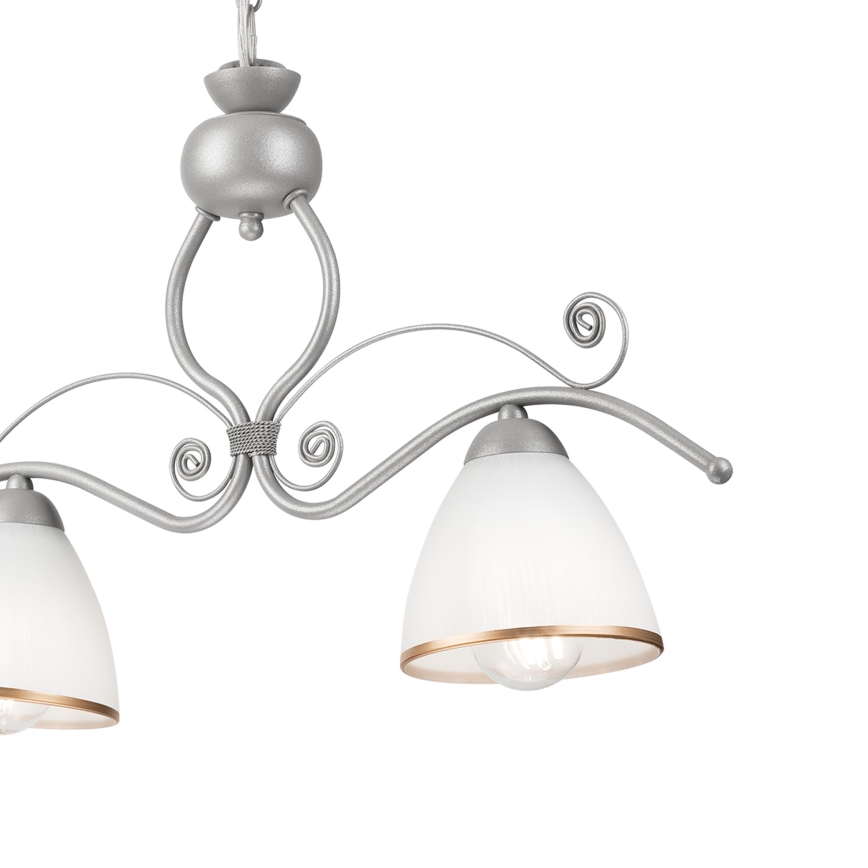 Luster na reťazi RETRO 2xE27/60W/230V strieborná