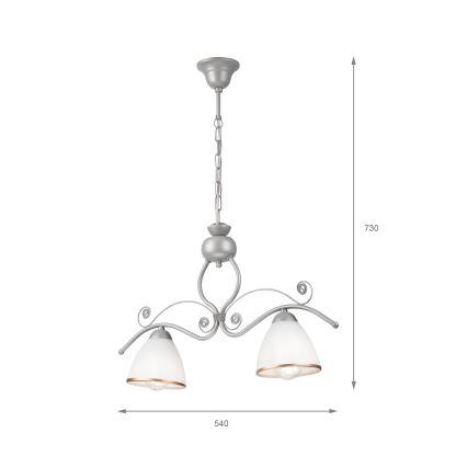 Luster na reťazi RETRO 2xE27/60W/230V strieborná