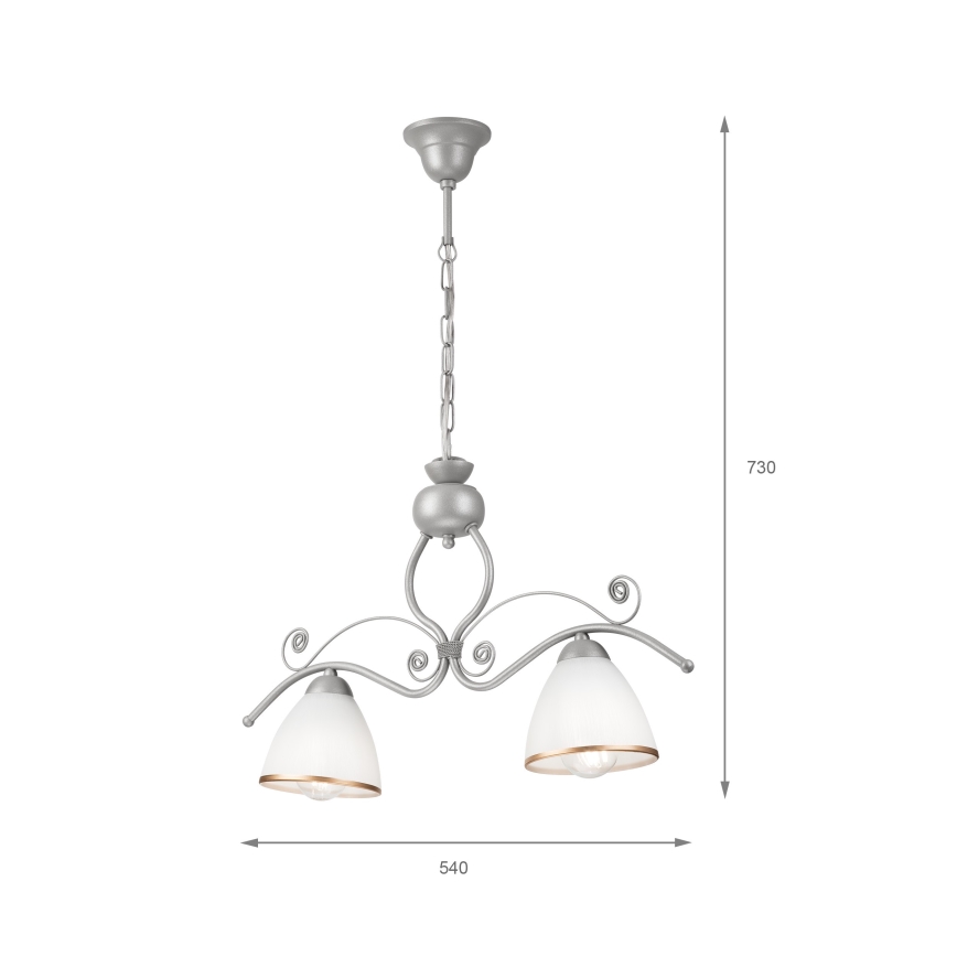 Luster na reťazi RETRO 2xE27/60W/230V strieborná
