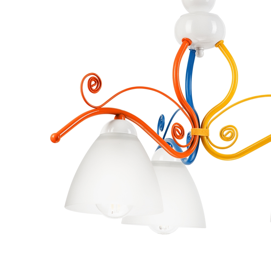 Luster na reťazi RETRO 3xE27/60W/230V biela/pestrofarebná
