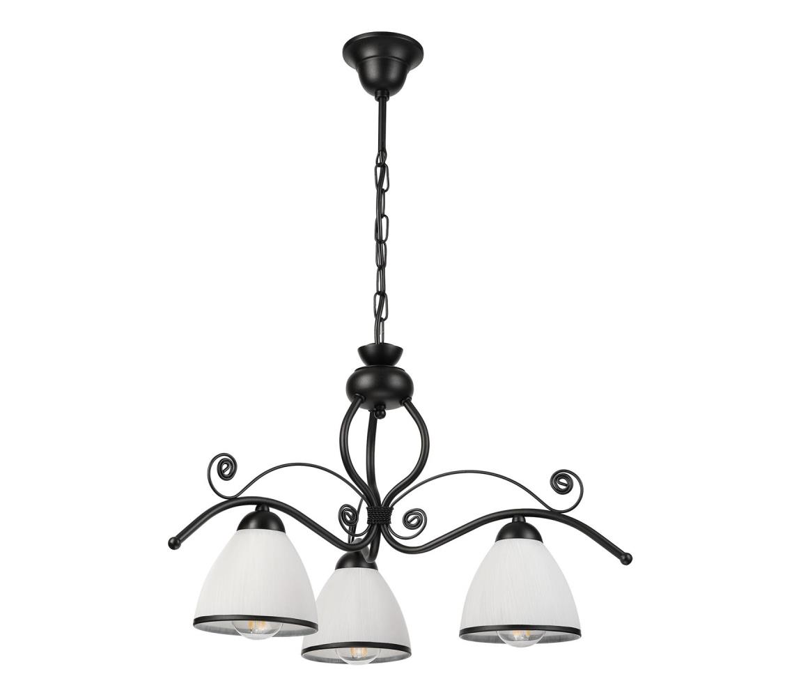Luster na reťazi RETRO 3xE27/60W/230V čierna/biela LM-3.51/CZARNY PÓŁMAT
