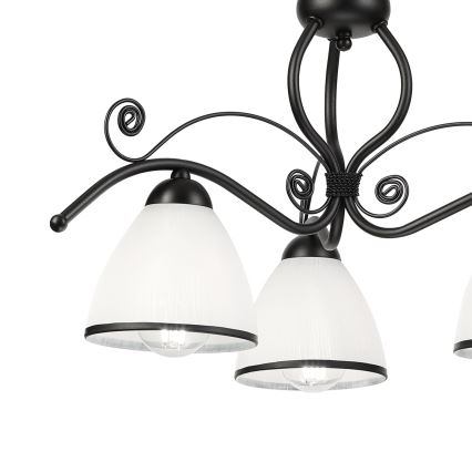 Luster na reťazi RETRO 3xE27/60W/230V čierna/biela